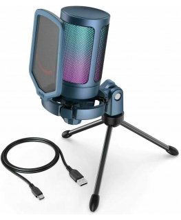 FIFINE A6VB Cardioid Langallinen mikrofoni (sininen) RGB | USB