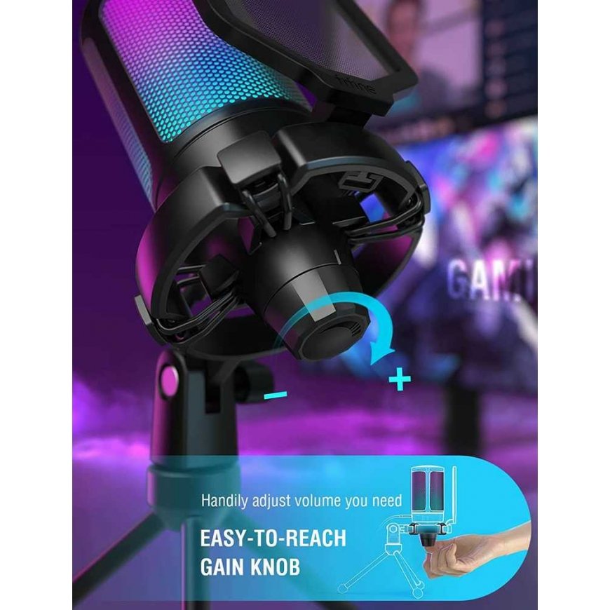 FIFINE A6VB Cardioid Wired Microphone (Blue) with RGB | USB – 4