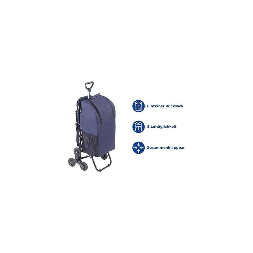 Maximex Shopping trolley with telescopic handle and folding seat, spacious rack basket with triple wheels - 35 l – 3