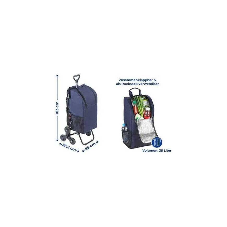 Maximex Shopping trolley with telescopic handle and folding seat, spacious rack basket with triple wheels - 35 l – 4