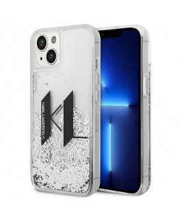 Case Karl Lagerfeld KLHCP14SLBKLCS iPhone 14 / 15 / 13 6.1" silver/silver hardcase Liquid Glitter Big KL