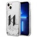Karl Lagerfeld KLHCP14SLBKLCS kotelo iPhone 14 / 15 / 13 6,1" hopea/hopea kova kotelo Liquid Glitter Big KL