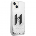 Karl Lagerfeld KLHCP14SLBKLCS kotelo iPhone 14 / 15 / 13 6,1" hopea/hopea kova kotelo Liquid Glitter Big KL