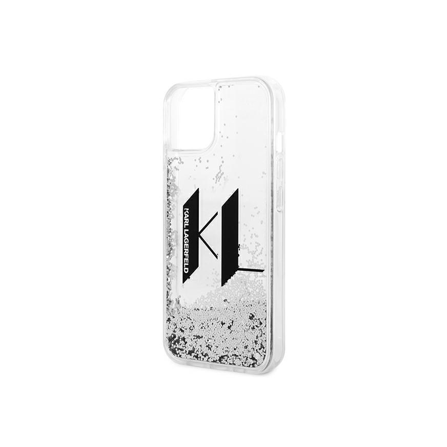 Karl Lagerfeld KLHCP14SLBKLCS kotelo iPhone 14 / 15 / 13 6,1" hopea/hopea kova kotelo Liquid Glitter Big KL – 5