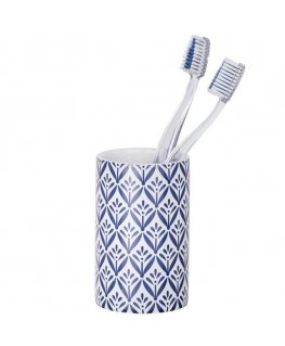 Ceramic toothbrush cup, LORCA bathroom container with Greek motif - WENKO
