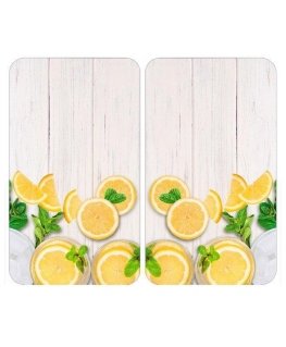 Heat-resistant oven protection panels, 2 glass panels with decorative pattern + non-slip feet - 52 x 30 cm, WENKO