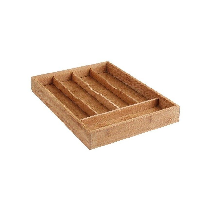 Bamboo Cutlery box, drawer addition - 5 compartments, bamboo wood, 34 x 25 x 4.5 cm