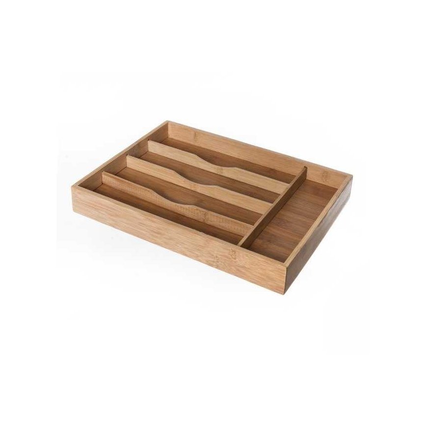 Bamboo Cutlery box, drawer addition - 5 compartments, bamboo wood, 34 x 25 x 4.5 cm – 2