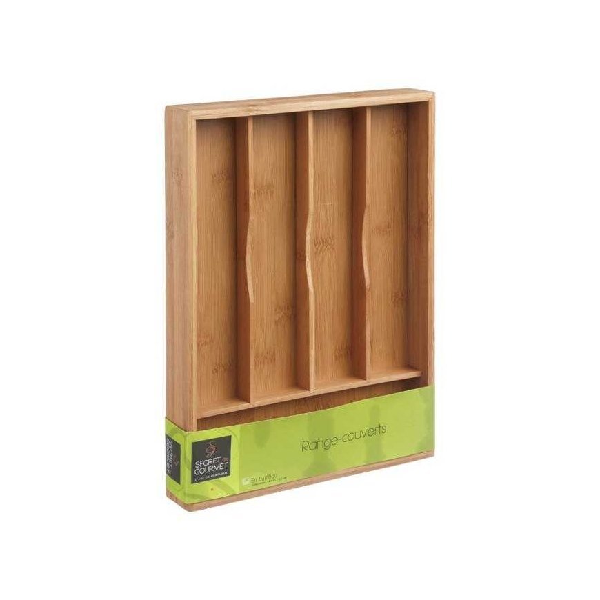 Bamboo Cutlery box, drawer addition - 5 compartments, bamboo wood, 34 x 25 x 4.5 cm – 3