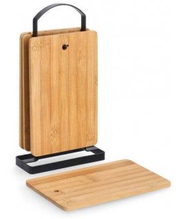 Zeller Set of 4 cutting boards on a stand, 16 x 6.5 cm