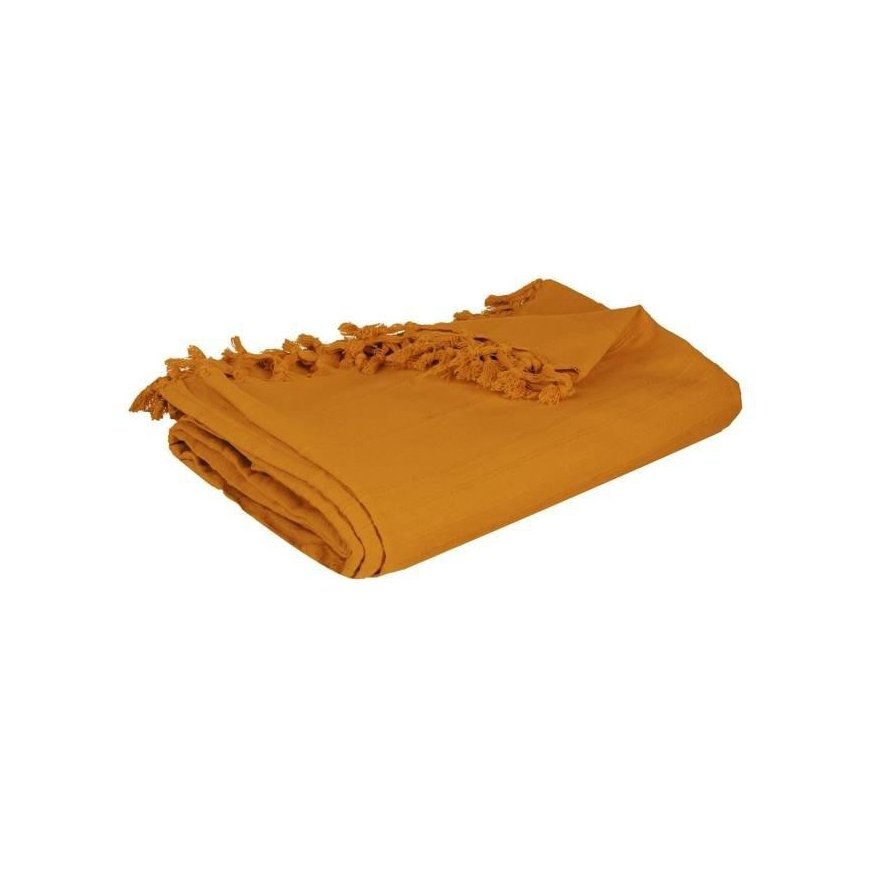 Atmosphera Bedding PEACOCK with fringes, 160 x 220 cm, yellow