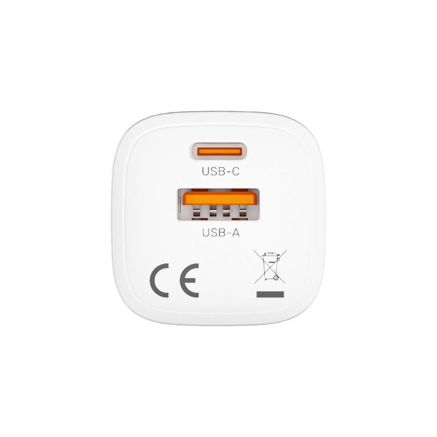 Ładowarka sieciowa 1x USB-A 1x USB-C QC 33W biała – 2