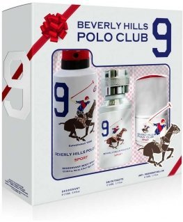 BEVERLY HILLS Polo Club Sport No.9 gift set eau de toilette 50 ml + deodorant 175 ml + roll-on antiperspirant 50 ml