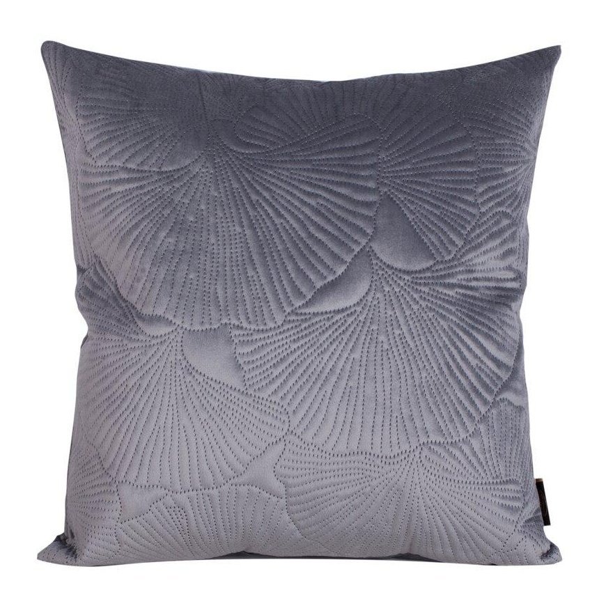 Eurofirany VELVET / 58 Soft velvet pillowcase with embossed ginkgo leaf pattern, 45X45 cm, color: steel – 3