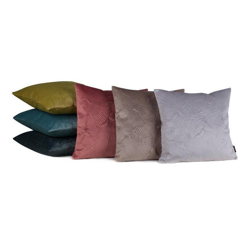 Eurofirany VELVET / 58 Soft velvet pillowcase with embossed ginkgo leaf pattern, 45X45 cm, color: steel – 4