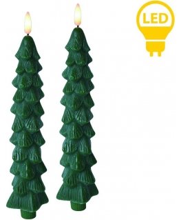 Mondex Since 1986R NIKOLAO Set of 2 Green LED Tabletop Christmas Tree Candles 5x26cm