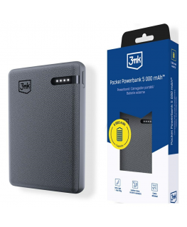 3mk Pocket Powerbank 5000 mAh 12W USB 1C grey