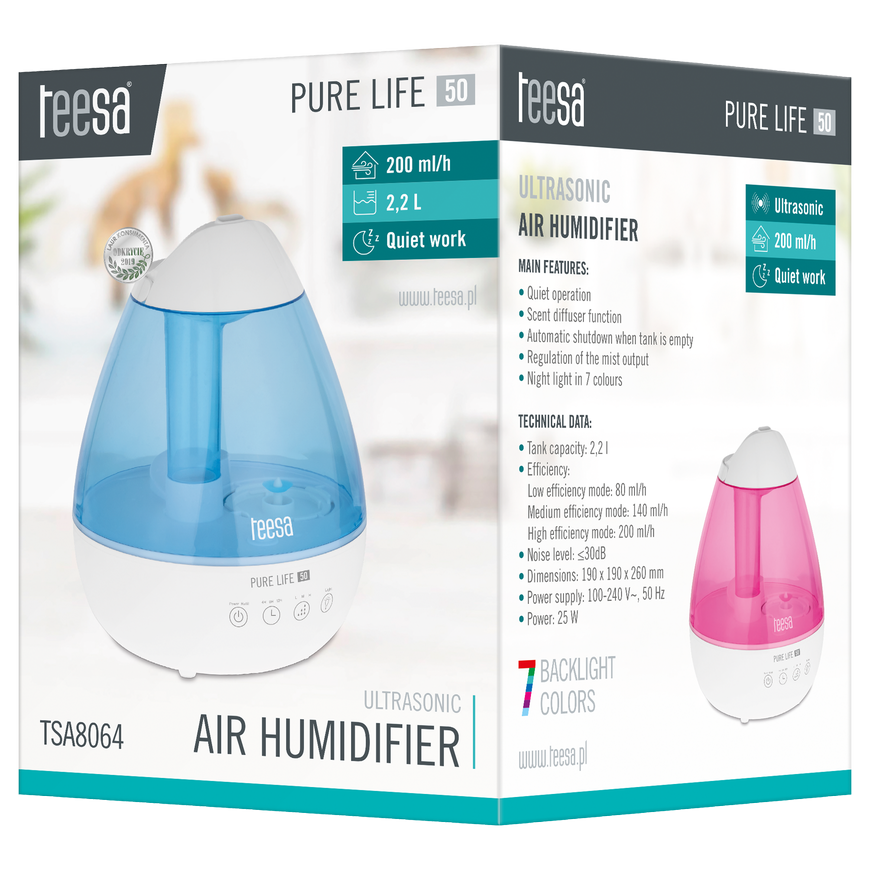 TEESA PURE LIFE 50 ultragarsinis oro drėkintuvas – 4