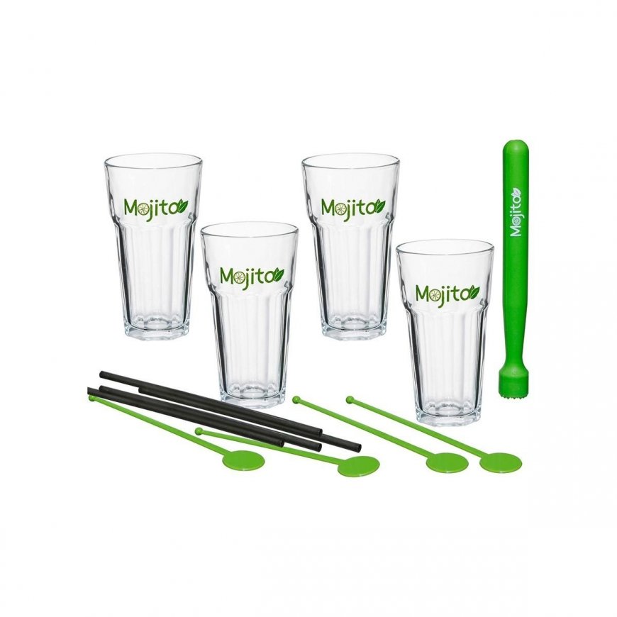 Secret De Gourmet Mojito set 13 pcs cocktail glasses 330 ml Muddler mixer straws – 2
