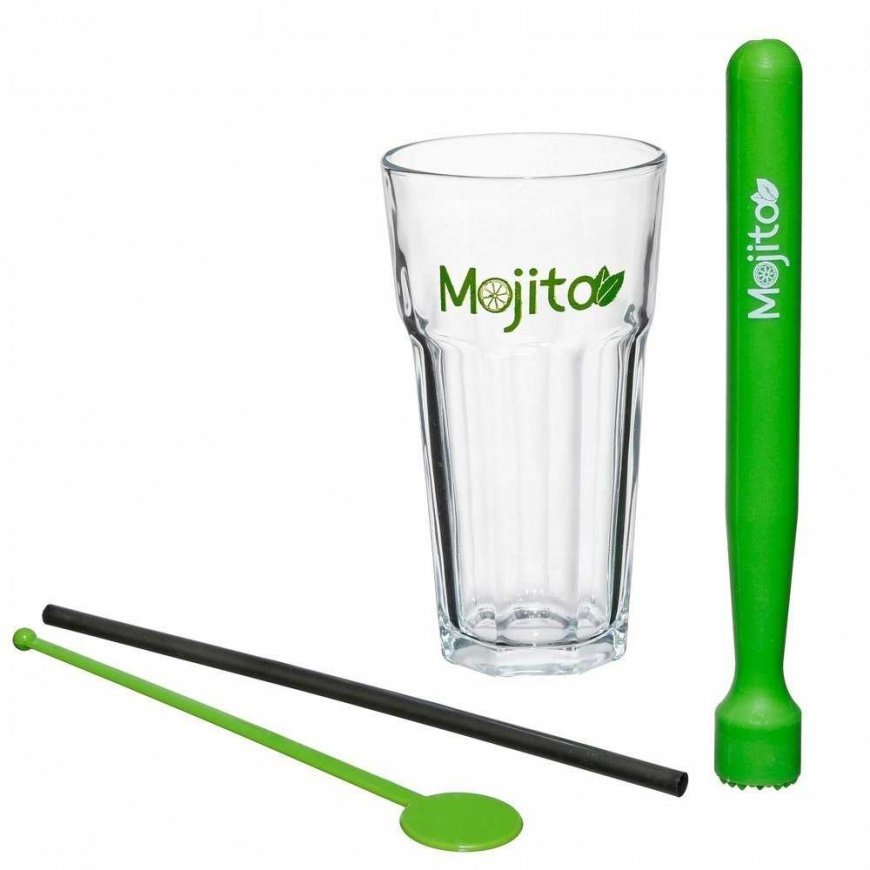 Secret De Gourmet Mojito set 13 pcs cocktail glasses 330 ml Muddler mixer straws – 4