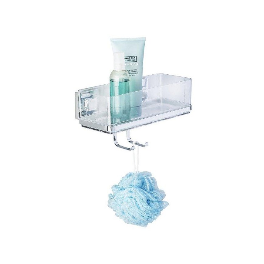 Wenko Vacuum-Loc wall shelf with hooks Quadro mounting without drilling