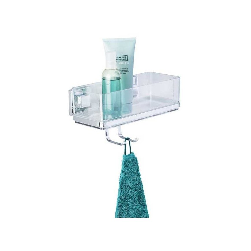Wenko Vacuum-Loc wall shelf with hooks Quadro mounting without drilling – 4