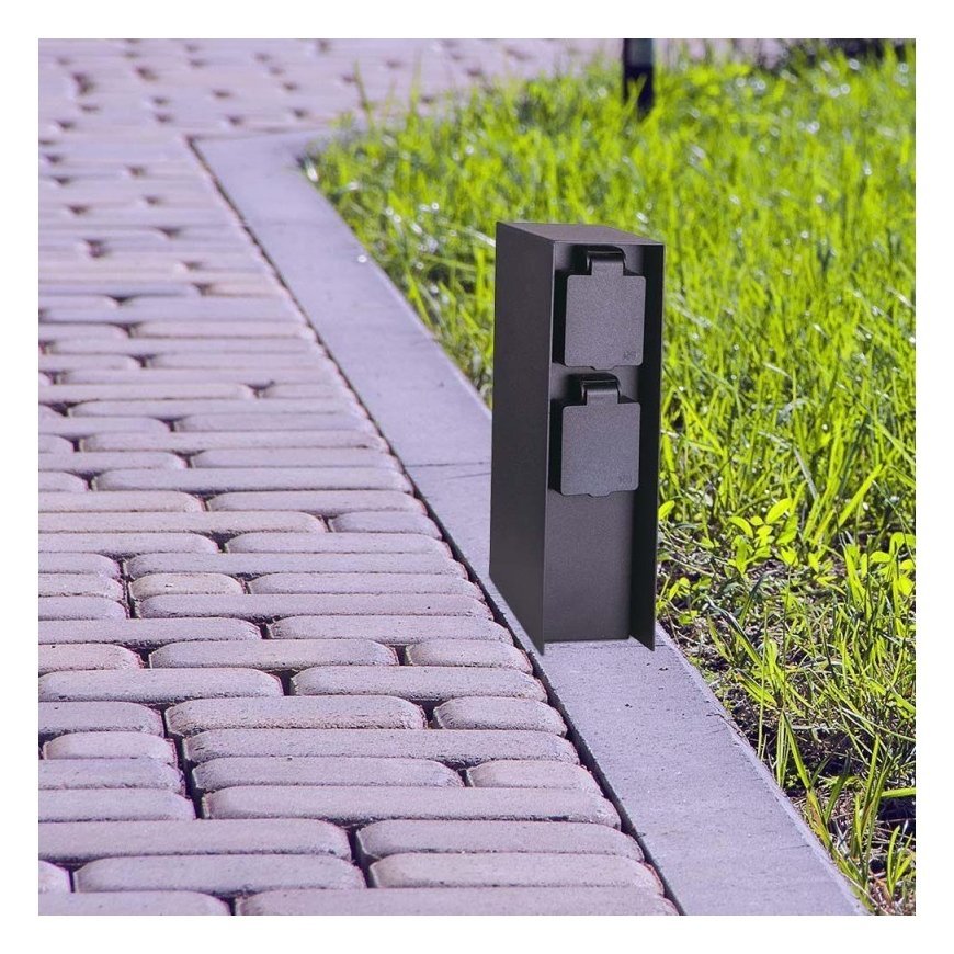 Słupek Ogrodowy V-TAC 2 Gniazda 2x16A 23cm 3600W IP54 Grafit VT-1196 3 Lata Gwarancji