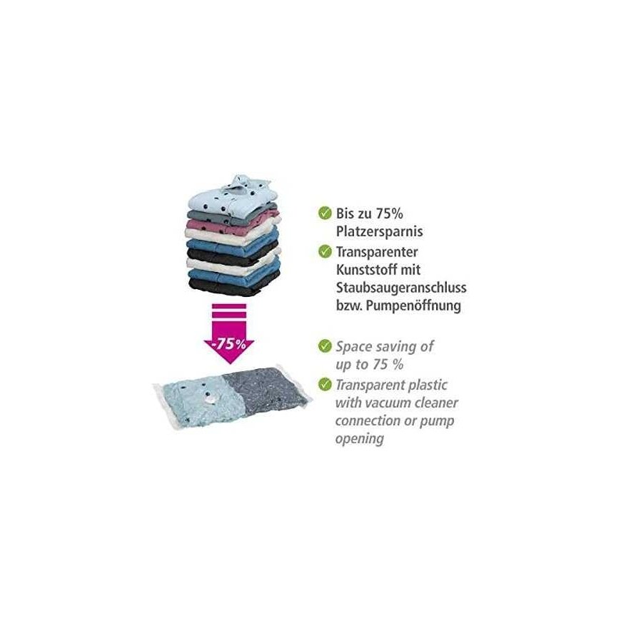 Vacuum storage bag set of plastic bags + pump - 40 x 60 cm (3 pcs), 50 x 70 cm (2 pcs), WENKO – 3