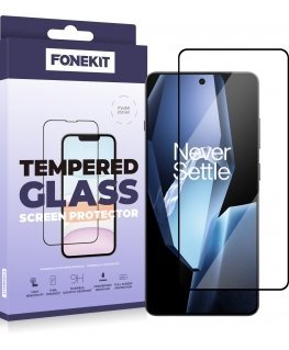 FoneKit Full Cover Tempered Glass, OnePlus 13R, Black