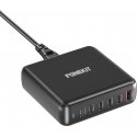 FoneKit GaN PD 200W kintamosios srovės adapteris, USB-A + 5 x USB-C, juodas FoneKit GaN PD 200W kintamosios srovės adapteris, USB-A + 5 x USB-C, juodas