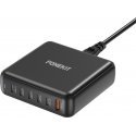 FoneKit GaN PD 200W -verkkovirtalaturi, USB-A + 5 x USB-C, musta FoneKit GaN PD 200W -verkkovirtalaturi, USB-A + 5 x USB-C, musta