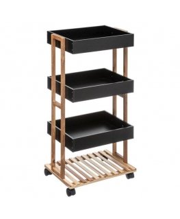 Universal mobile shelf with 4 levels, 30 x 41 x 88 cm, black