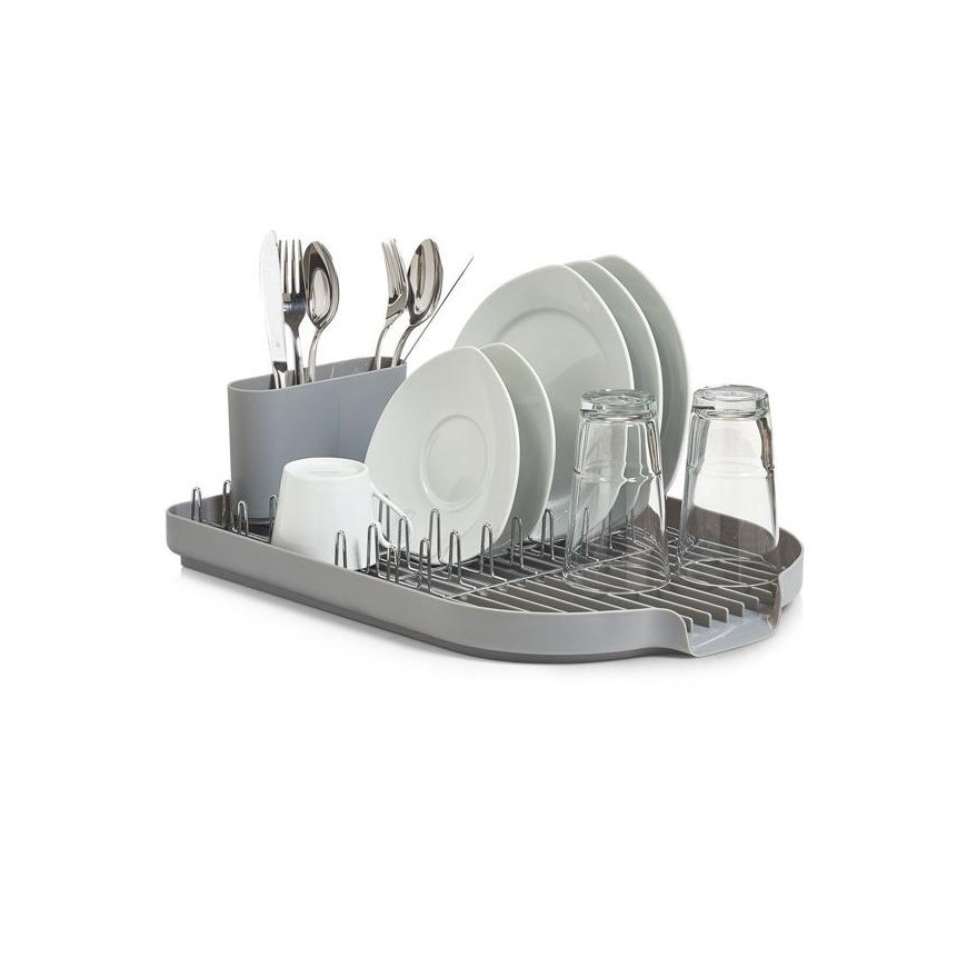 Zeller Dish Drain Rack, metal chromed/gray plastic