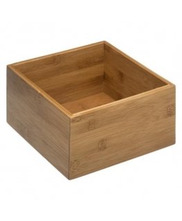 Bamboo Storage Holder, Square Storage Box, Bamboo, 18 x 18 x 9.5 cm