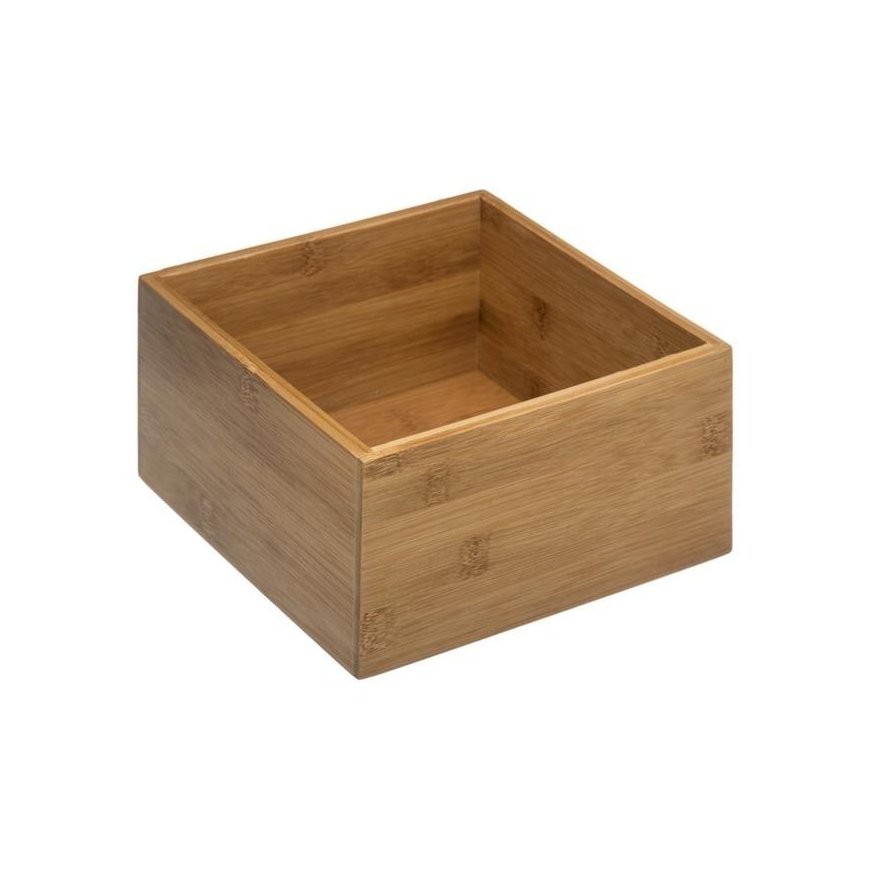 Bamboo Storage Holder, Square Storage Box, Bamboo, 18 x 18 x 9.5 cm
