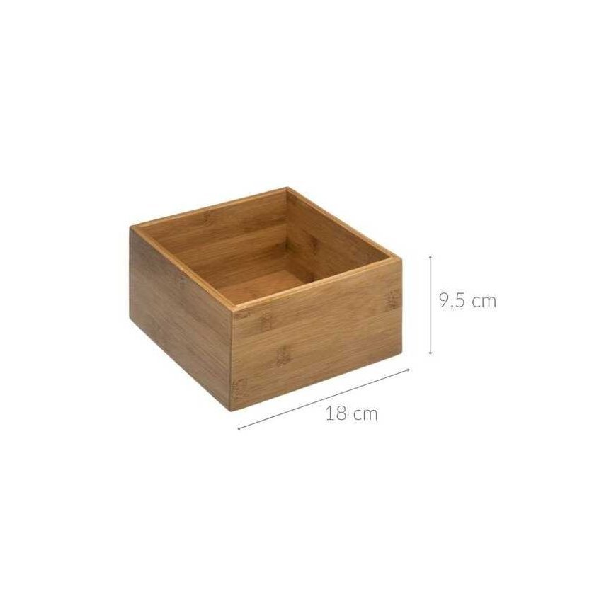 Bamboo Storage Holder, Square Storage Box, Bamboo, 18 x 18 x 9.5 cm – 2