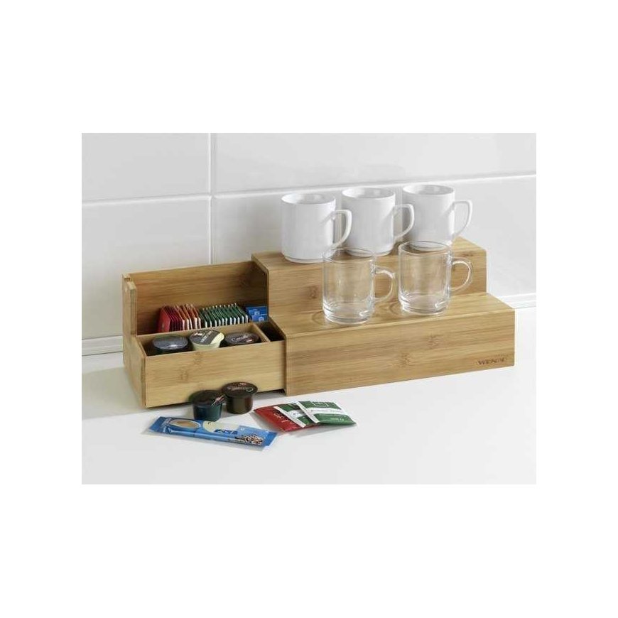 Bamboo holder for coffee and tea, two-level box with compartments, WENKO – 4