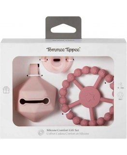 TOMMEE TIPPEE silikoninis čiulptukas su čiulptuko dėklu ir kramtuku, pink, 433609