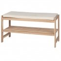 Wooden shoe cabinet with seat made of linen imitation material ACINA, natural color, Wenko Wooden shoe cabinet with seat made of linen imitation material ACINA, natural color, Wenko