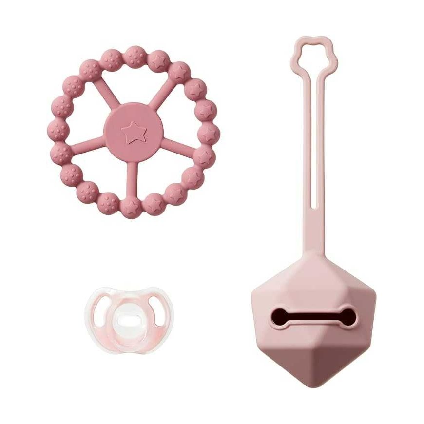 TOMMEE TIPPEE silicone pacifier with pacifier case and teether, pink, 433609 – 2