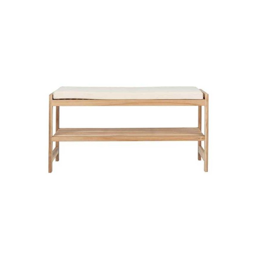 Puinen kenkäkaappi istuimella pellavajäljitelmämateriaalia ACINA, luonnollinen väri, Weko – 5