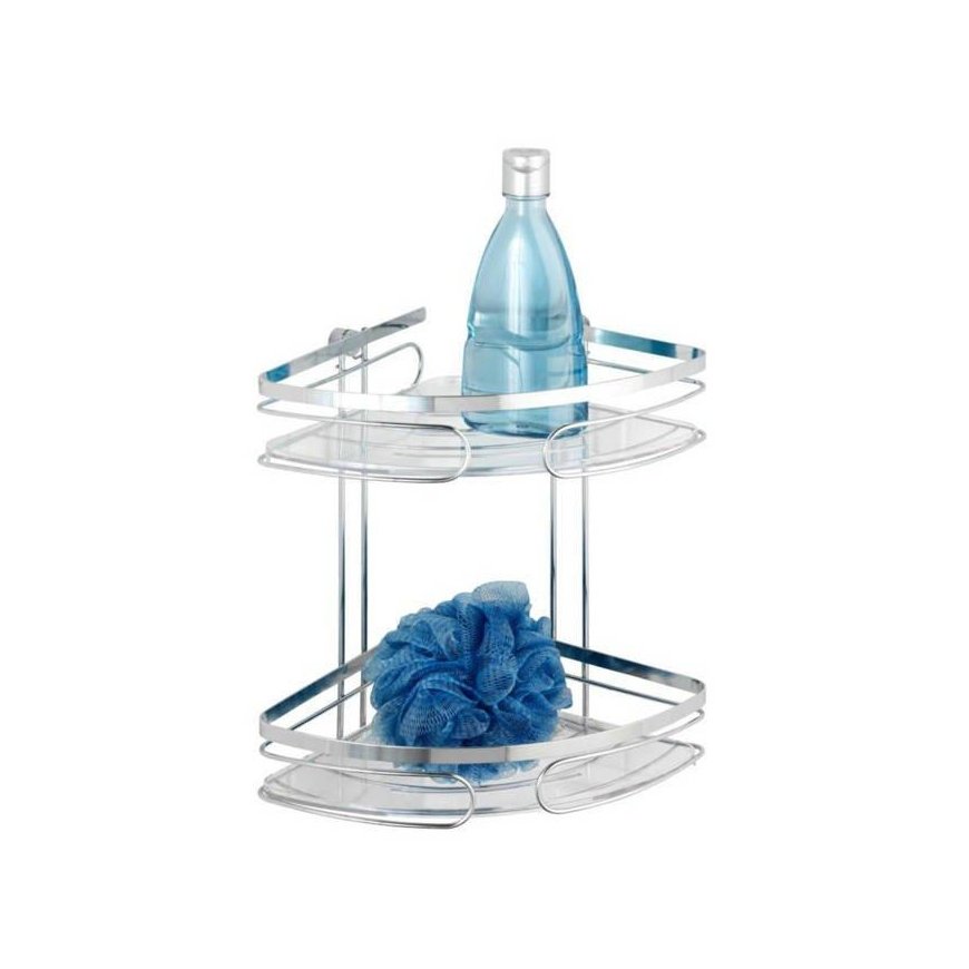 PREMIUM corner bathroom shelf, 2 levels - stainless steel, WENKO