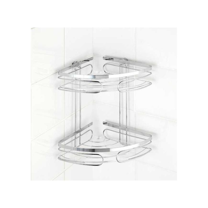 PREMIUM corner bathroom shelf, 2 levels - stainless steel, WENKO – 2