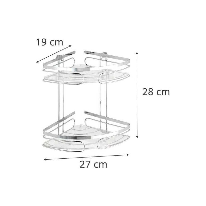 PREMIUM corner bathroom shelf, 2 levels - stainless steel, WENKO – 3