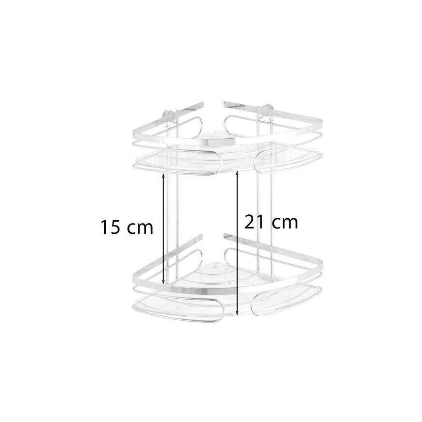 PREMIUM corner bathroom shelf, 2 levels - stainless steel, WENKO – 4