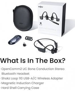 SHOKZ OpenMeet UC bezvadu Bluetooth Bone Conduction videokonferenču austiņas ar USB-A adapteri