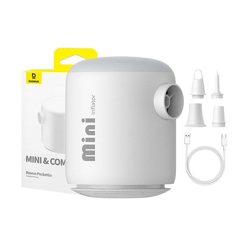 Portable Air Pump Baseus PocketGo (White)