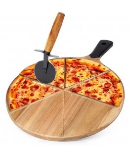 Excellent Houseware Round Wooden Pizza Board with 30 cm