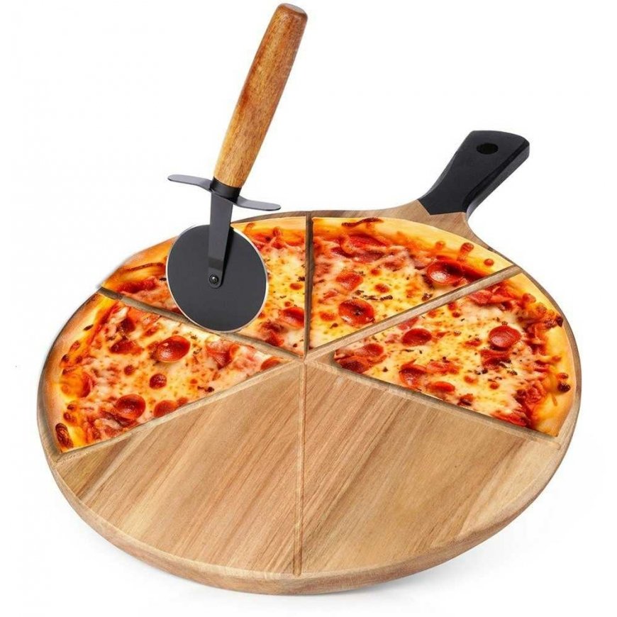 Excellent Houseware Apvali medinė picų lenta su 30 cm