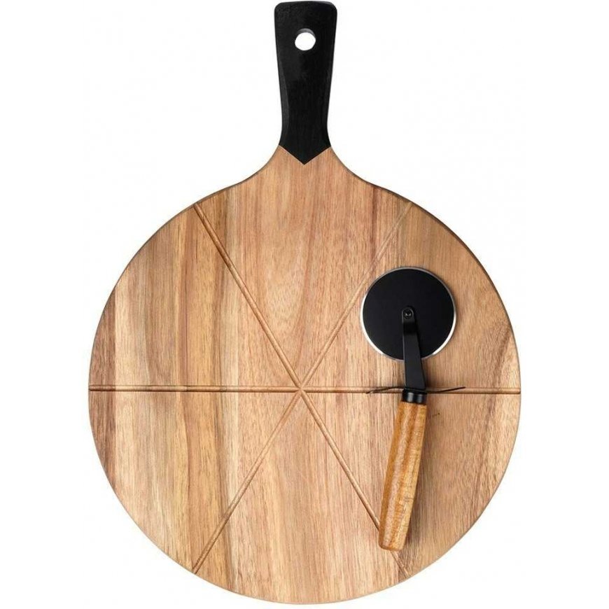 Excellent Houseware Apvali medinė picų lenta su 30 cm – 3